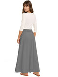 Women's Stretch Cotton Knit Panel Maxi A-Line Skirt