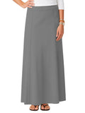 Women's Stretch Cotton Knit Panel Maxi A-Line Skirt