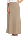 Women's Stretch Cotton Knit Panel Maxi A-Line Skirt