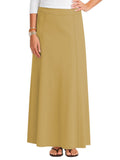 Women's Stretch Cotton Knit Panel Maxi A-Line Skirt