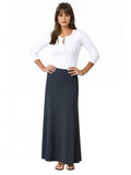 Women's Stretch Cotton Knit Panel Maxi A-Line Skirt