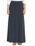 Women's Stretch Cotton Knit Panel Maxi A-Line Skirt