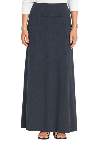 Women's Stretch Cotton Knit Panel Maxi A-Line Skirt