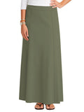 Women's Stretch Cotton Knit Panel Maxi A-Line Skirt