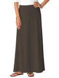 Women's Stretch Cotton Knit Western Style Ankle Length A-Line Skirt
