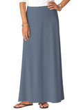 Women's Stretch Cotton Knit Western Style Ankle Length A-Line Skirt