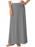 Women's Stretch Cotton Knit Western Style Ankle Length A-Line Skirt