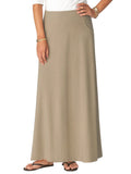 Women's Stretch Cotton Knit Western Style Ankle Length A-Line Skirt