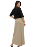 Women's Stretch Cotton Knit Western Style Ankle Length A-Line Skirt