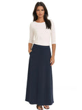 Women's Stretch Cotton Knit Western Style Ankle Length A-Line Skirt