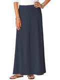 Women's Stretch Cotton Knit Western Style Ankle Length A-Line Skirt