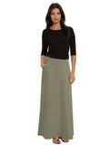 Women's Stretch Cotton Knit Western Style Ankle Length A-Line Skirt
