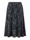 BABY O Womens/Teens Cotton Ribbed Stonewashed Stretch Denim Look Fit and Flare Panel Skirt - Choice of 25" Knee Length or 27" Below the Knee Length