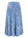 BABY O Womens/Teens Cotton Ribbed Stonewashed Stretch Denim Look Fit and Flare Panel Skirt - Choice of 25" Knee Length or 27" Below the Knee Length