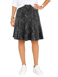 BABY O Womens/Teens Cotton Ribbed Stonewashed Stretch Denim Look Fit and Flare Panel Skirt - Choice of 25" Knee Length or 27" Below the Knee Length