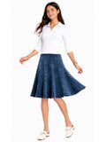 BABY O Womens/Teens Cotton Ribbed Stonewashed Stretch Denim Look Fit and Flare Panel Skirt - Choice of 25" Knee Length or 27" Below the Knee Length