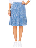 BABY O Womens/Teens Cotton Ribbed Stonewashed Stretch Denim Look Fit and Flare Panel Skirt - Choice of 25" Knee Length or 27" Below the Knee Length