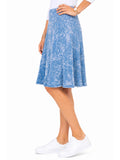 BABY O Womens/Teens Cotton Ribbed Stonewashed Stretch Denim Look Fit and Flare Panel Skirt - Choice of 25" Knee Length or 27" Below the Knee Length