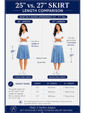 BABY O Womens/Teens Cotton Ribbed Stonewashed Stretch Denim Look Fit and Flare Panel Skirt - Choice of 25" Knee Length or 27" Below the Knee Length