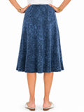BABY O Womens/Teens Cotton Ribbed Stonewashed Stretch Denim Look Fit and Flare Panel Skirt - Choice of 25" Knee Length or 27" Below the Knee Length
