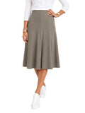 Women's Lightweight Faux Denim Stretch Knit Below-the-Knee 12 Panel Skirt