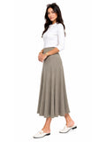 Women's Lightweight Faux Denim Stretch Knit 34" MIdi/Ankle Length 12 Panel Skirt