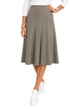 Women's Lightweight Faux Denim Stretch Knit Below-the-Knee 12 Panel Skirt