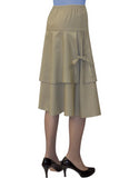 Women's Below the Knee Length Layered Tie Side Apron Skirt