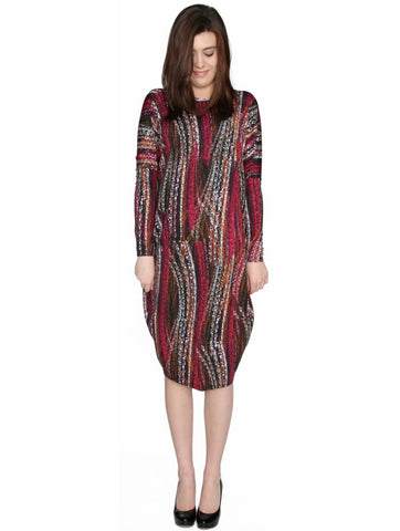 Women's Burgundy Wave Print Comfy Cover Up Midi Dress