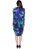 Women's Cobalt Fern Printed Comfy Cover-Up Knee Length Dress