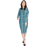 Women's Teal Bits and Pieces Print Comfy Cover Up Midi Dress