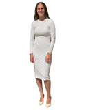 Rib Knit Layering Shell modest Dress Ivory