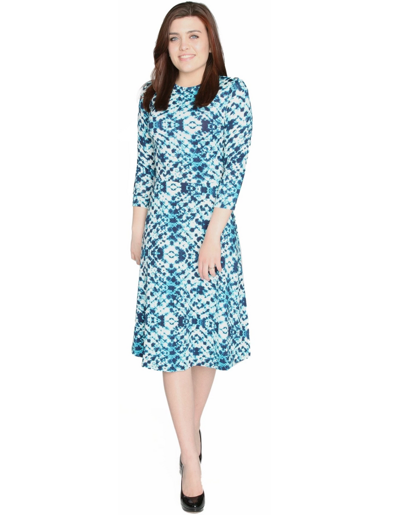 green emerald velvet dress Baby'O Clothing Women's Abstract Ink Blotch Printed Fit and Flare Midi Length Dress, Size: XL, White