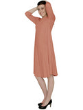 Women's Puckered Stretch Knit Midi Swing Dress