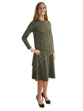 Women's Sweater Knit Layered Asymmetrical Midi Dress