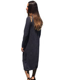 Women's Cropped Front Layered Sweater Knit Midi Tunic Dress