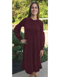 Women's Textured Velvet Midi Length Swing Dress