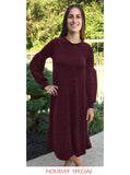 Women's Textured Velvet Midi Length Swing Dress