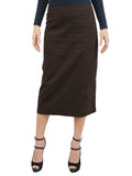 Baby'O Women's Basic Lightweight Below the Knee Midi Length Corduroy Straight Skirt