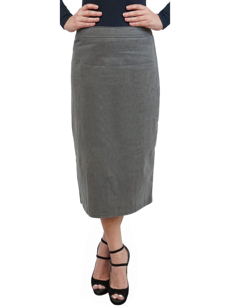 Baby'O Women's Basic Lightweight Below the Knee Midi Length Corduroy Straight Skirt