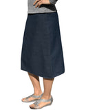 Baby'O Women's Basic Lightweight Below the Knee Midi Length Denim Straight Skirt