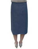 Baby'O Women's Basic Lightweight Below the Knee Midi Length Denim Straight Skirt