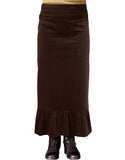 Baby'O Women's Corduroy Ruffled Bottom Midi Prairie Skirt