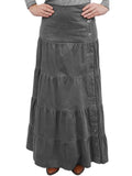 Women's Button Front Long Ankle Length Tiered Corduroy Maxi Skirt