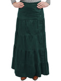Women's Button Front Long Ankle Length Tiered Corduroy Maxi Skirt