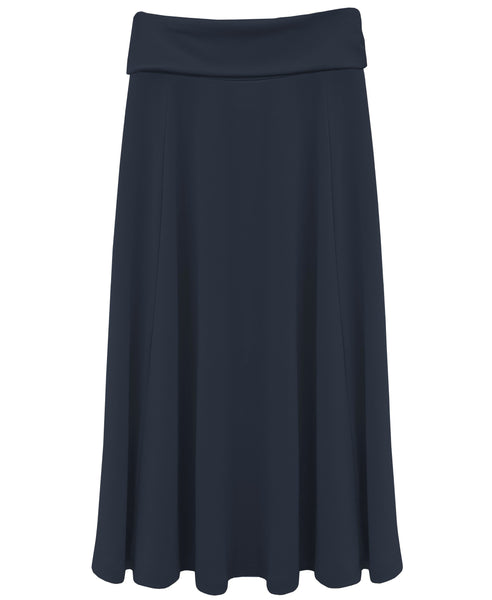 Girl's Fold Over Waist Stretch Knit Long Skirt