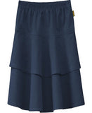 Girl's Lightweight 2 Layered Denim Knee Length Skirt Blue