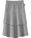 Girl's Lightweight 2 Layered Denim Knee Length Skirt Gray