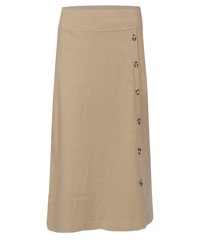 Girl's Stretch Cotton Knit Faux Button Front Ankle Length A-Line Skirt