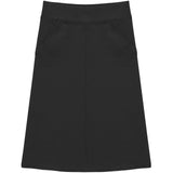Girl's Stretch Cotton Knit Below the Knee Pocket Skirt